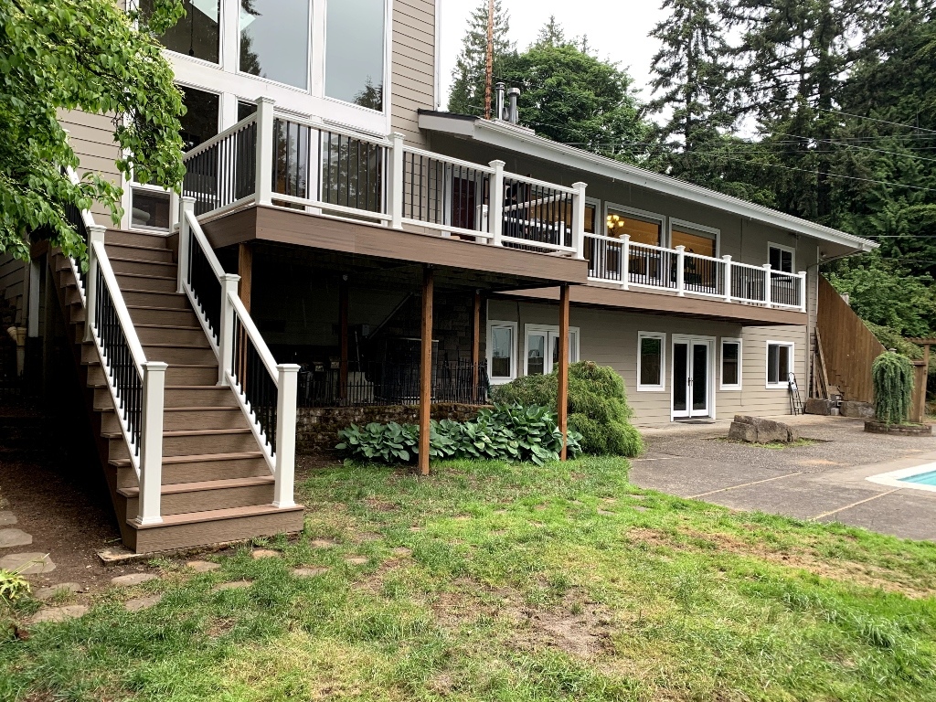 Backyard graded and prepared before a new deck and patio go in